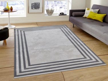 Asel Modern Gri Bej Dikdörtgen Halı 160x230cm - 1