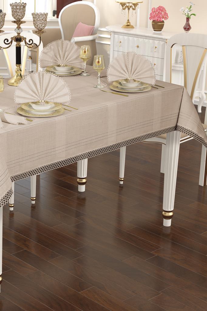 Asu 26 Parça Masa Örtüsü Takımı 160x220 cm Cappucino - 1