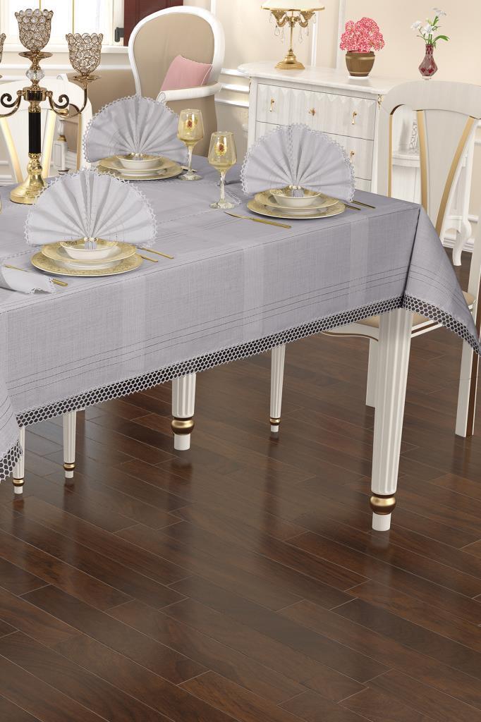 Asu 26 Parça Masa Örtüsü Takımı 160x220 cm Gri - 1