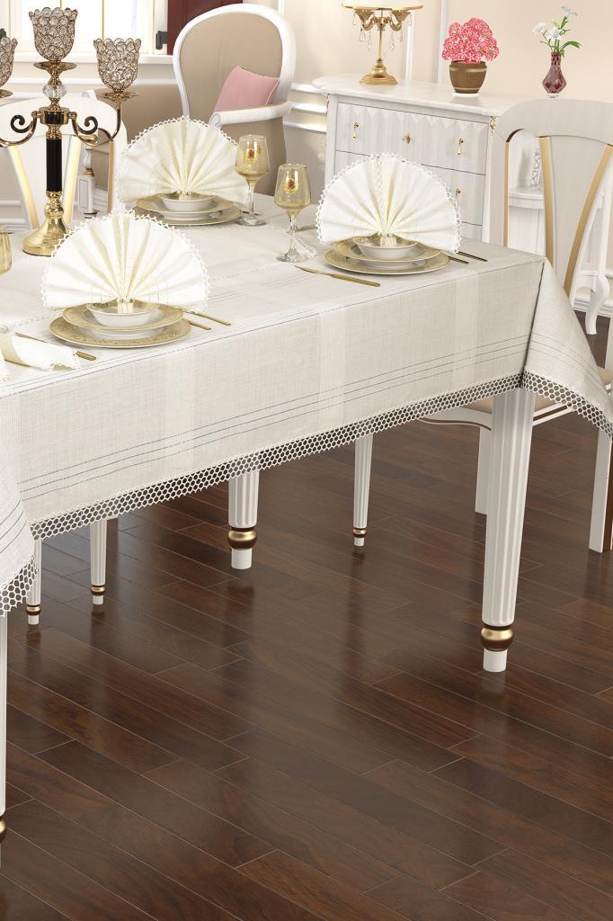 Asu 26 Parça Masa Örtüsü Takımı 160x220 cm Krem - 1