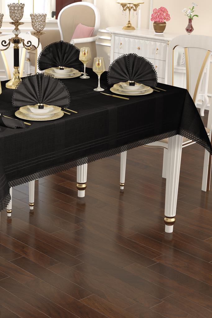 Asu 26 Parça Masa Örtüsü Takımı 160x220 cm Siyah - 1