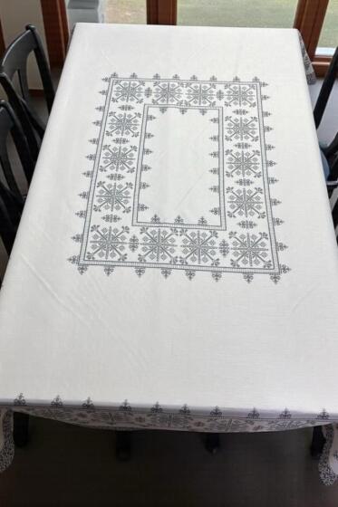 Asude Dertsiz Masa Örtüsü 120x150 cm Gri - Çeyiz Diyarı (1)