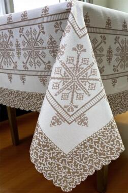 Asude Dertsiz Masa Örtüsü 150x150 cm Kahve - 4