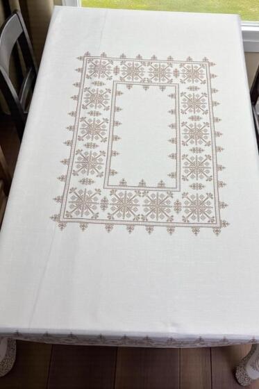 Asude Dertsiz Masa Örtüsü 150x220 cm Kahve - Çeyiz Diyarı (1)