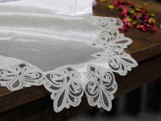 Athena Dört Kenarı Dantelli Tek Bohça Krem - Çeyiz Diyarı (1)