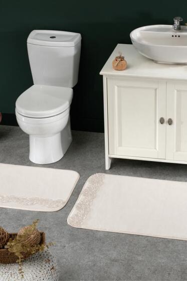 Aura 2'li Paspas Takımı Ekru - Çeyiz Diyarı