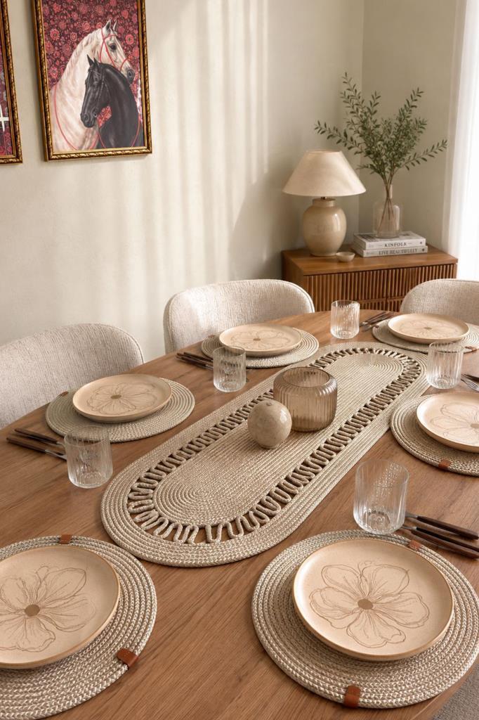 Aura Lüks Yuvarlak 7 Parça Yemek Takımı Bej - 3