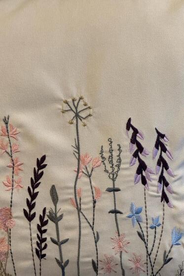 Ayben Lüx Nakışlı Keten Kırlent Kılıfı 45x45 cm - Çeyiz Diyarı