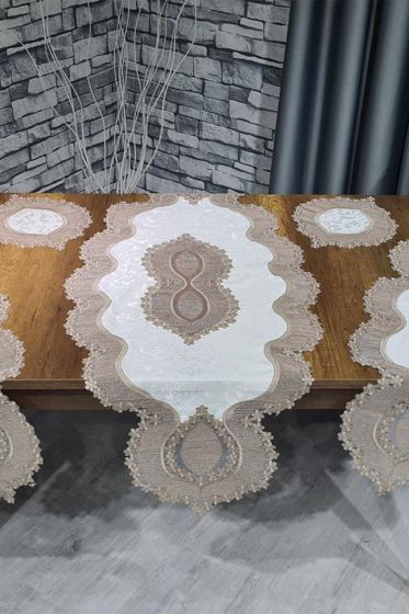 Aygün Kadife Kordone 5 Parça Salon Takımı Krem Cappucino - Çeyiz Diyarı