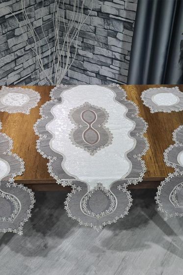 Aygün Kadife Kordone 5 Parça Salon Takımı Krem Silver - Çeyiz Diyarı