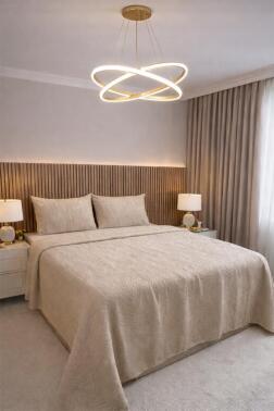 Ayliz 3 Parça Çift Kişilik Yatak Örtüsü 235x245 cm Bej - 1