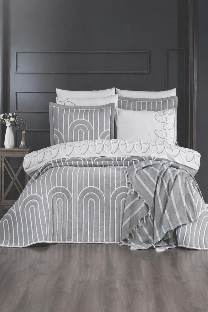 Azur Modern 10 Parça Gelin Seti Gri - 1