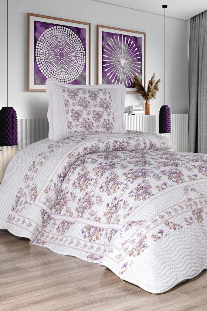 Azura Baskılı Kapitoneli Tek Kişilik Yatak Örtüsü - 1