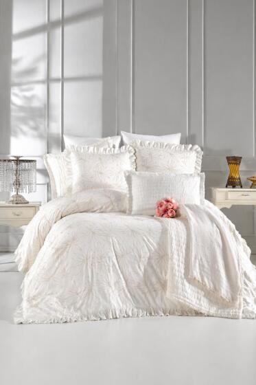 Bahama Modern 10 Parça Gelin Seti Ekru - Çeyiz Diyarı