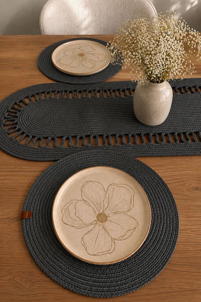 Bahar Lüks Oval 7 Parça Yemek Takımı Antrasit - 2