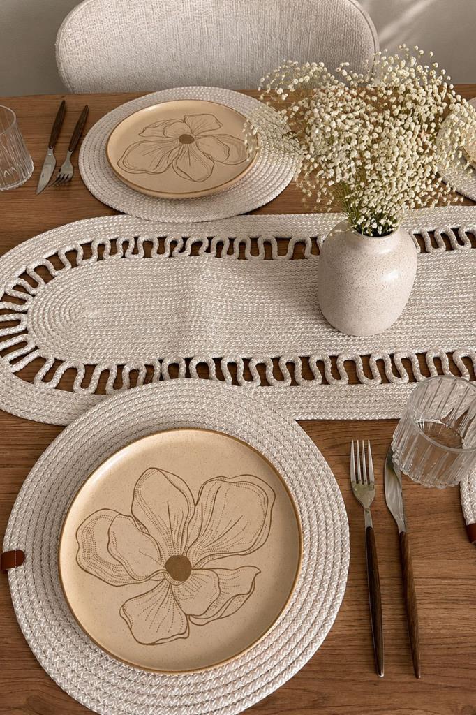 Bahar Lüks Oval 7 Parça Yemek Takımı Krem - 3