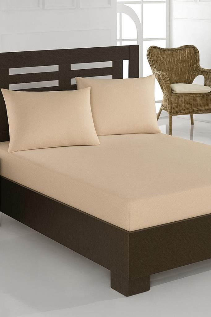 Bella Çift Kişilik 180x200 cm Lastikli Çarşaf Takımı Cappucino - 1