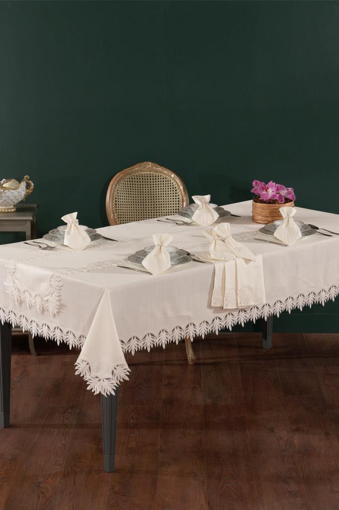 Bella Masa Örtüsü Takımı 26 Parça Ekru - 1