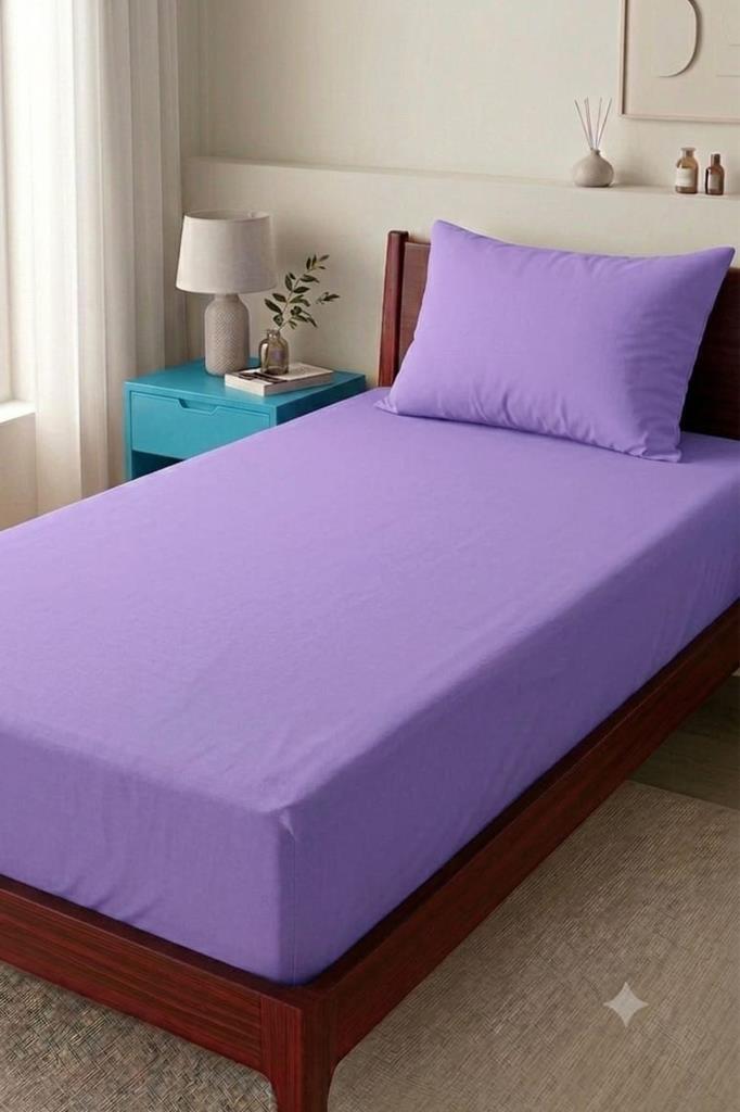 Bella Tek Kişilik 100x200 cm Lastikli Çarşaf Takımı Lila - 1