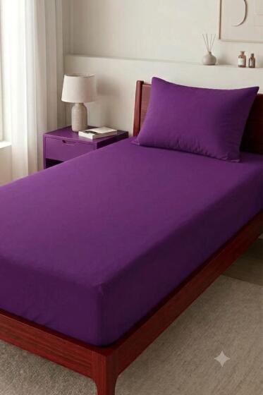 Bella Tek Kişilik 100x200 cm Lastikli Çarşaf Takımı Mürdüm - Çeyiz Diyarı