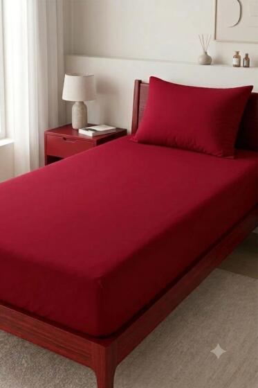 Bella Tek Kişilik 120x200 cm Lastikli Çarşaf Takımı Kırmızı - Çeyiz Diyarı