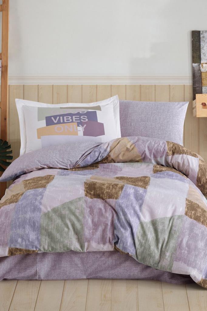 Bermuda Tek Kişilik Poplin Nevresim Takımı Lila - 1