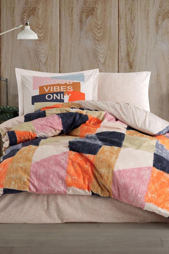 Bermuda Tek Kişilik Poplin Nevresim Takımı Oranj - 1