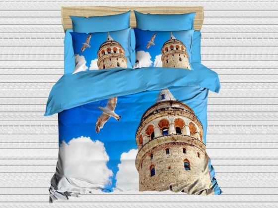 Best Class Dijital Baskılı 3d Çift Kişilik Nevresim Takımı Galata - Çeyiz Diyarı