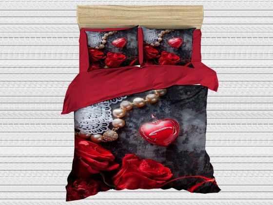 Best Class Dijital Baskılı 3d Çift Kişilik Nevresim Takımı Heart Pendant - Çeyiz Diyarı