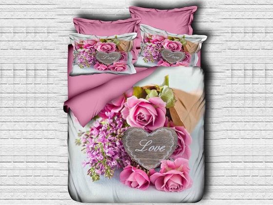 Best Class Dijital Baskılı 3d Çift Kişilik Nevresim Takımı Pink Love - Çeyiz Diyarı