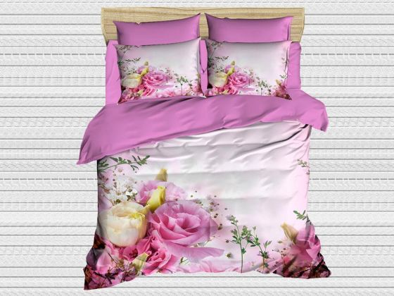 Best Class Dijital Baskılı 3d Çift Kişilik Nevresim Takımı Pink Posy - Çeyiz Diyarı