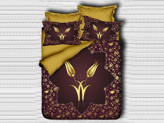 Best Class Dijital Baskılı 3d Çift Kişilik Nevresim Takımı Purple Wheat - Çeyiz Diyarı