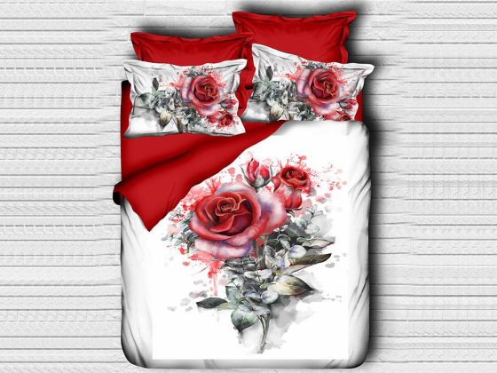 Best Class Dijital Baskılı 3d Çift Kişilik Nevresim Takımı Red Rose - Çeyiz Diyarı