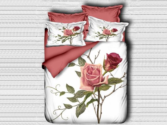 Best Class Dijital Baskılı 3d Çift Kişilik Nevresim Takımı Rose Leaf - Çeyiz Diyarı