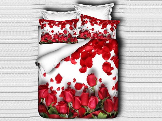 Best Class Dijital Baskılı 3d Çift Kişilik Nevresim Takımı Rose Rain - Çeyiz Diyarı