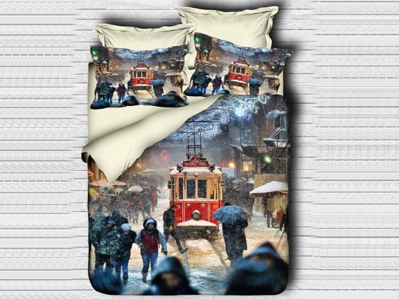 Best Class Dijital Baskılı 3d Çift Kişilik Nevresim Takımı Streetcar - Çeyiz Diyarı (1)