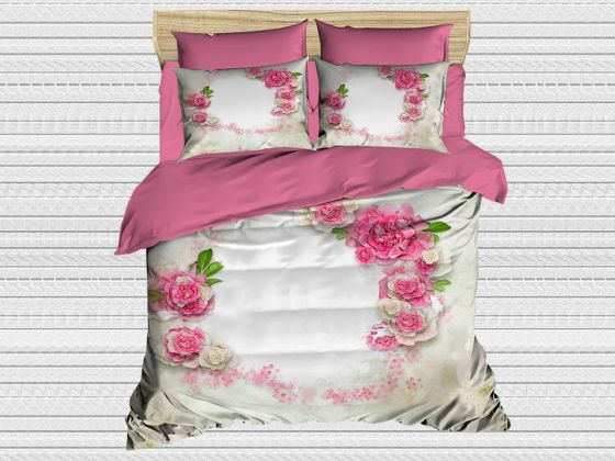 Best Class Dijital Baskılı 3d Çift Kişilik Nevresim Takımı White Rose - Çeyiz Diyarı