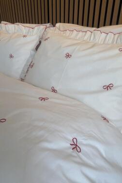 Bow Nakışlı 6 Parça Nevresim Takımı Kırmızı - 3