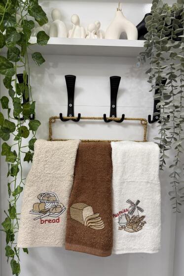 Bread Nakışlı 3lü Mutfak Havlu Takımı 30x50 Cm - Çeyiz Diyarı