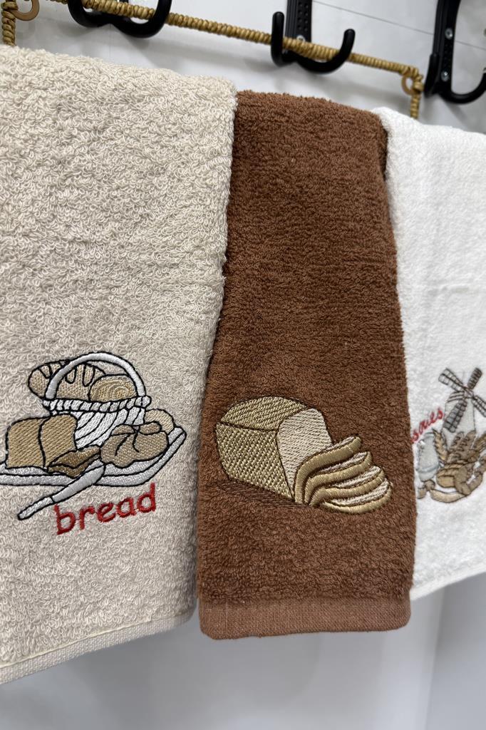 Bread Nakışlı 3lü Mutfak Havlu Takımı 30x50 Cm - 2