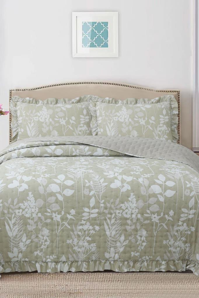 Breeze Sade Çiçekler Çift Kişilik Yatak Örtüsü 240x260 - 1