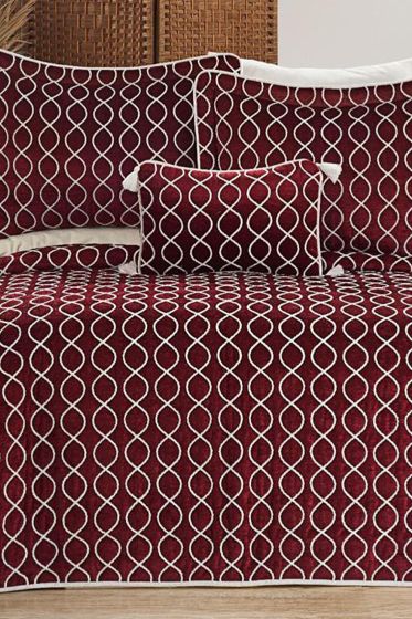 Brillance Çift Kişilik Yatak Örtüsü Bordo - Çeyiz Diyarı