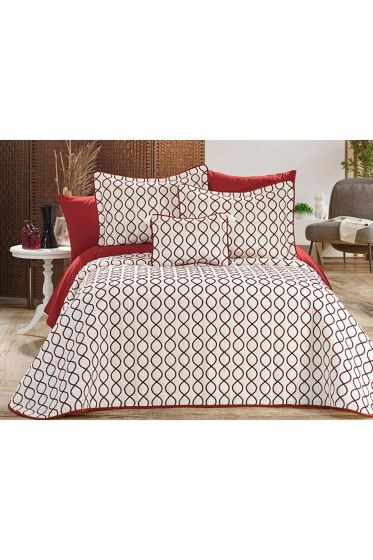 Brillance Çift Kişilik Yatak Örtüsü Krem Bordo - Çeyiz Diyarı