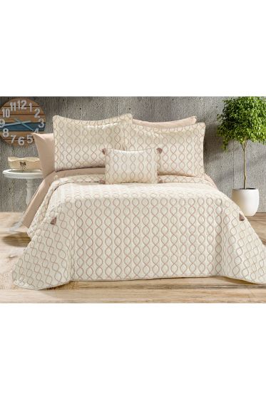 Brillance Çift Kişilik Yatak Örtüsü Krem Cappucino - Çeyiz Diyarı