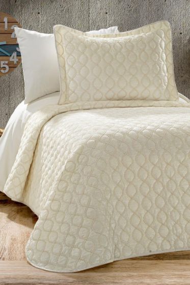 Brillance Tek Kişilik Yatak Örtüsü Krem Krem - Çeyiz Diyarı