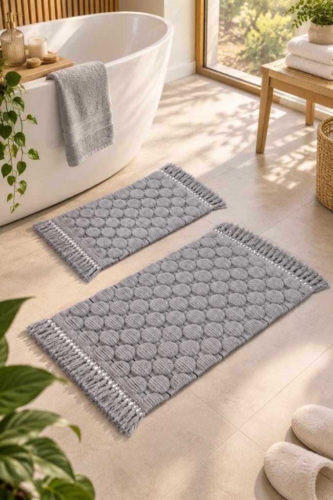 Bubble %100 Pamuk 2li Banyo Paspas Takımı 60x90 cm - 40x60 cm - 2