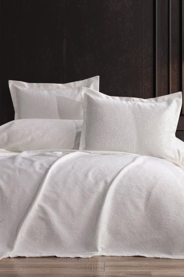 Burçak 2 Parça Tek Kişilik Pike Takımı 180x240 Krem - Çeyiz Diyarı