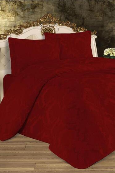 Busem Jakarlı Şönil Tek Kişilik Yatak Örtüsü Bordo - Çeyiz Diyarı