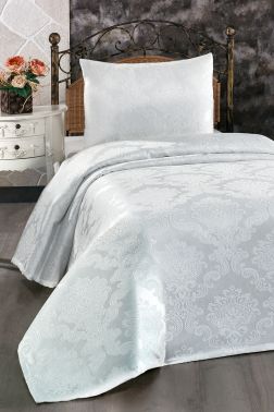 Busem Jakarlı Şönil Tek Kişilik Yatak Örtüsü Krem - 1