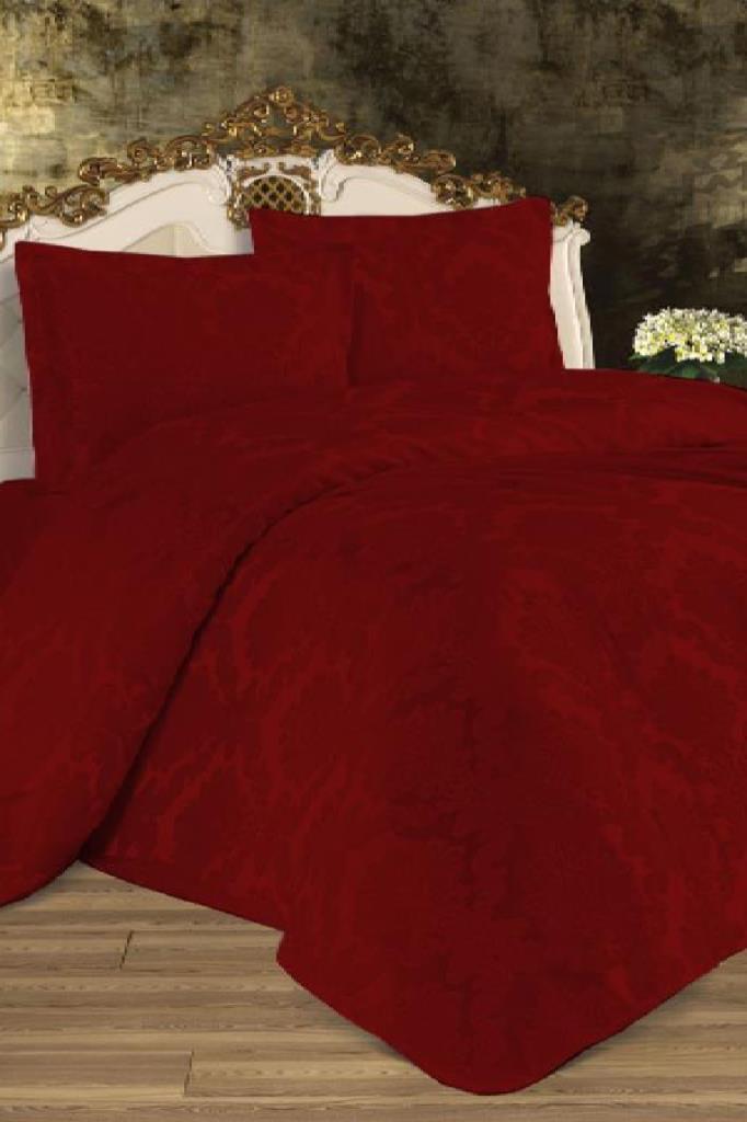 Busem Jakarlı Şönil Yatak Örtüsü Bordo - 1